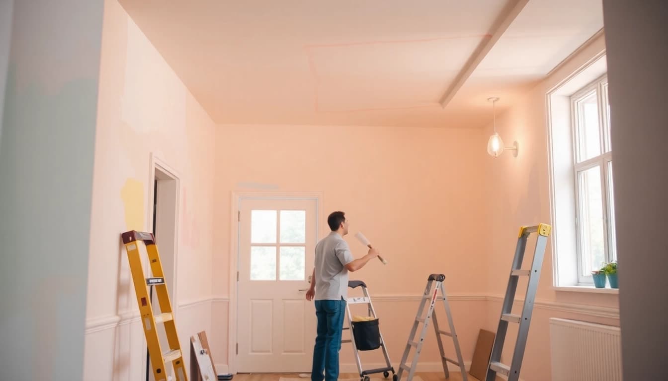 Expert painters in Peoria rejuvenate a living room with fresh colors and vibrant textures.