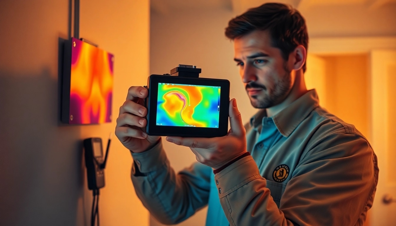 Leak detection expert using advanced thermal imaging for hidden leak identification in a home setting.