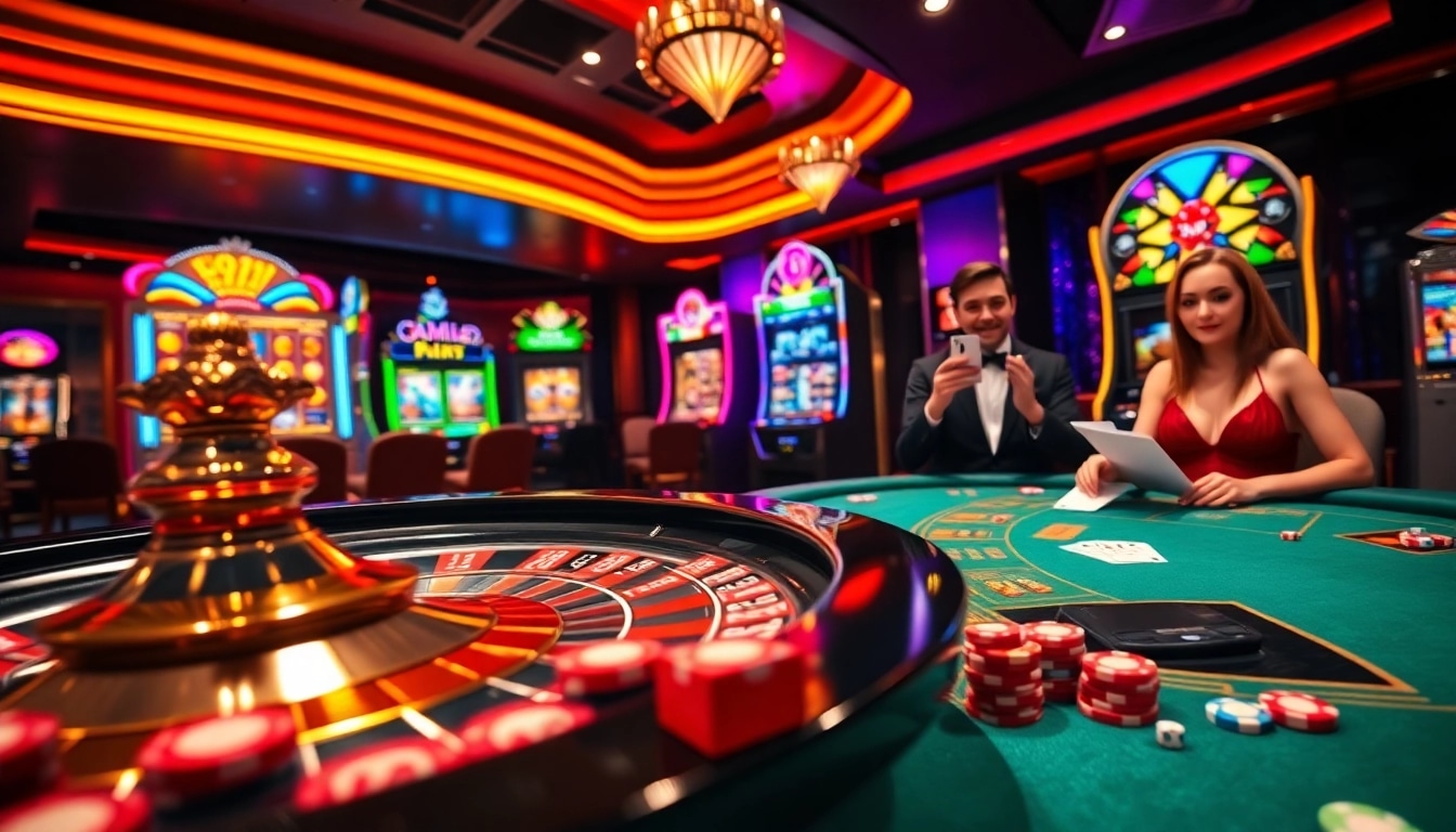 Experience the thrill of 79King casino action with players, roulette tables, and vibrant slot machines.