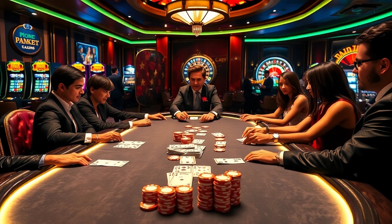 Engaged gamblers at a luxurious casino table experiencing the excitement of an 8k bet.