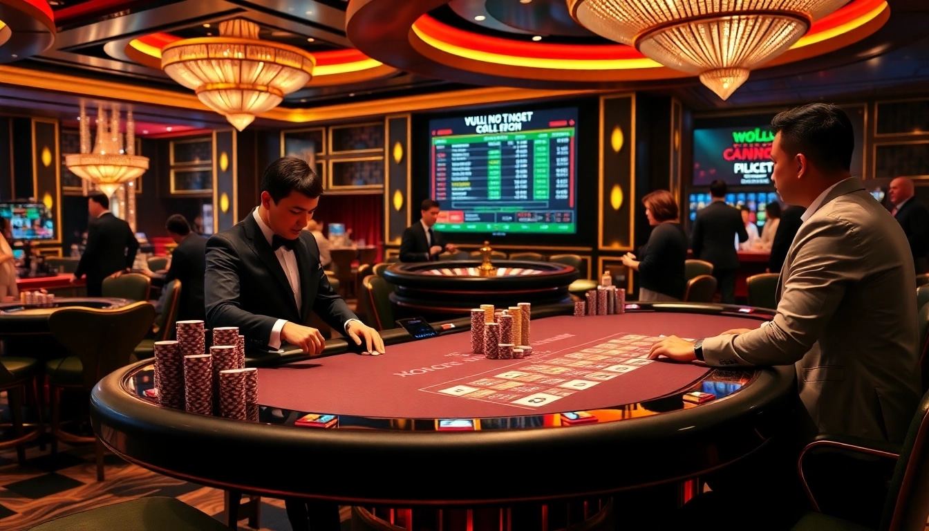 This engaging casino scene illustrates players at a blackjack table as they experience the thrill of betting through insights from https://nhandinhkeonhacai.news/.