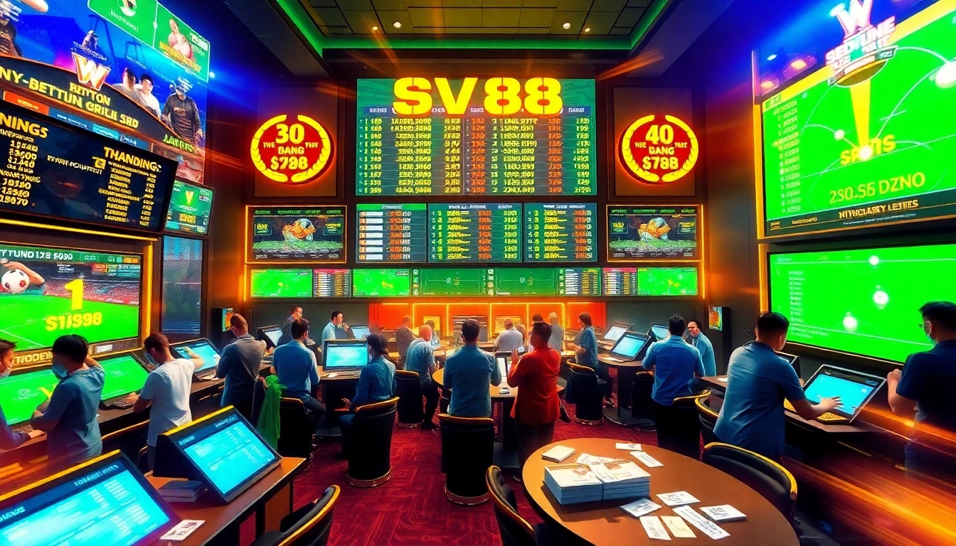 Discover the vibrant atmosphere at Trang Chủ Sv88, where bettors engage with exciting sports betting action.