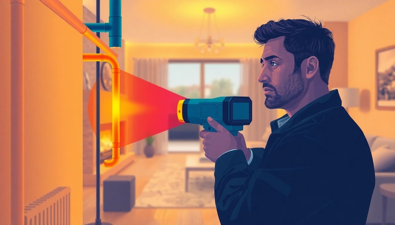 Detecting a Central Heating Leak with expert thermal imaging techniques in a cozy home setting.