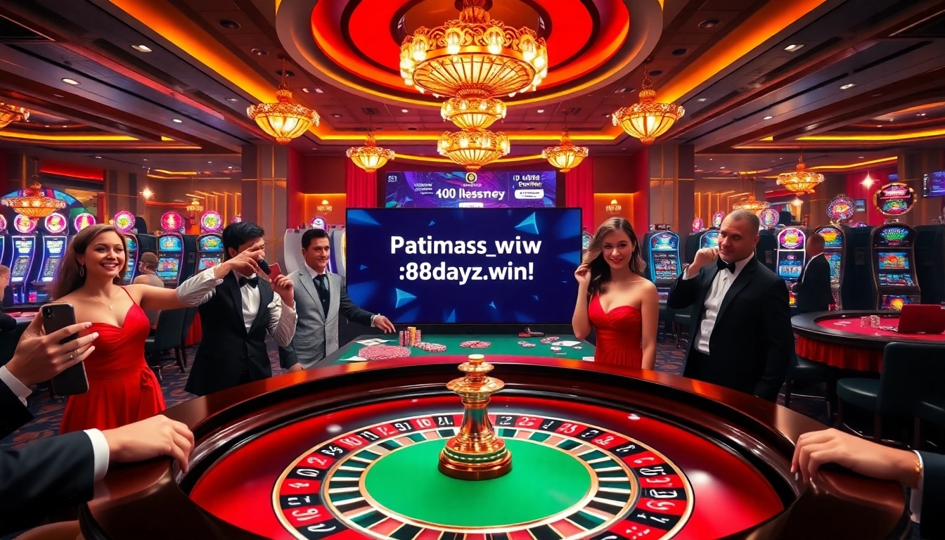 Experience the excitement of gambling at https://8dayz.win/ with vibrant slot machines and a roulette table.