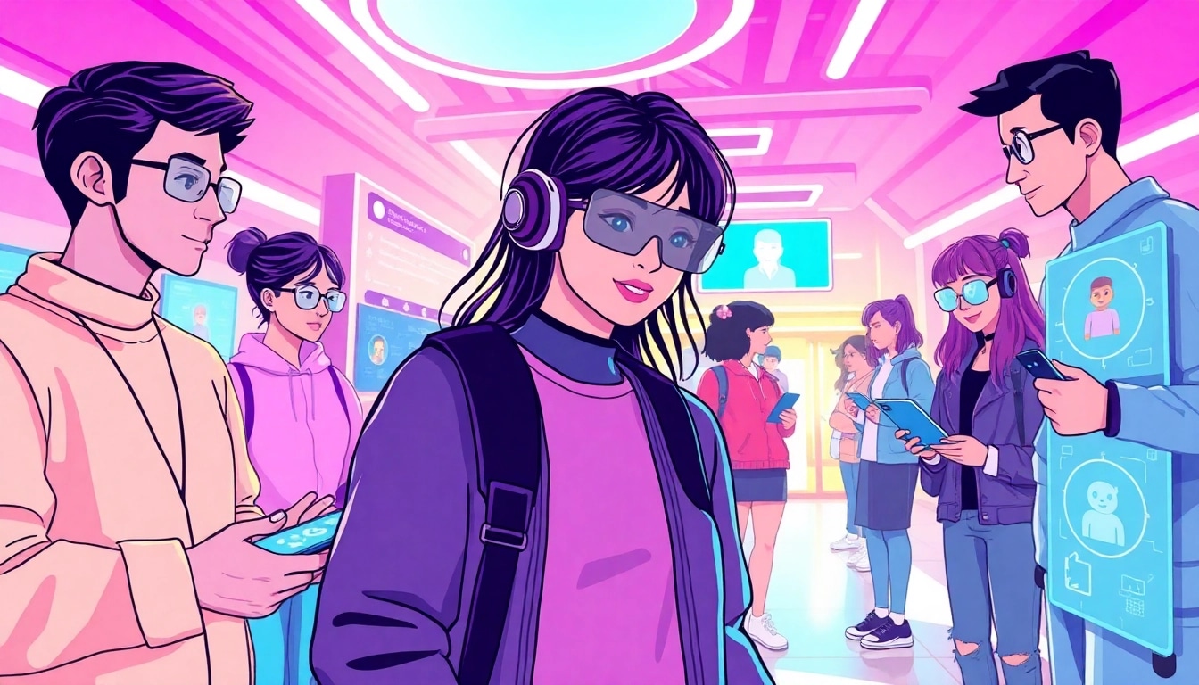 Engaging scene of users interacting with advanced free nsfw ai chatbots in a colorful, modern environment.