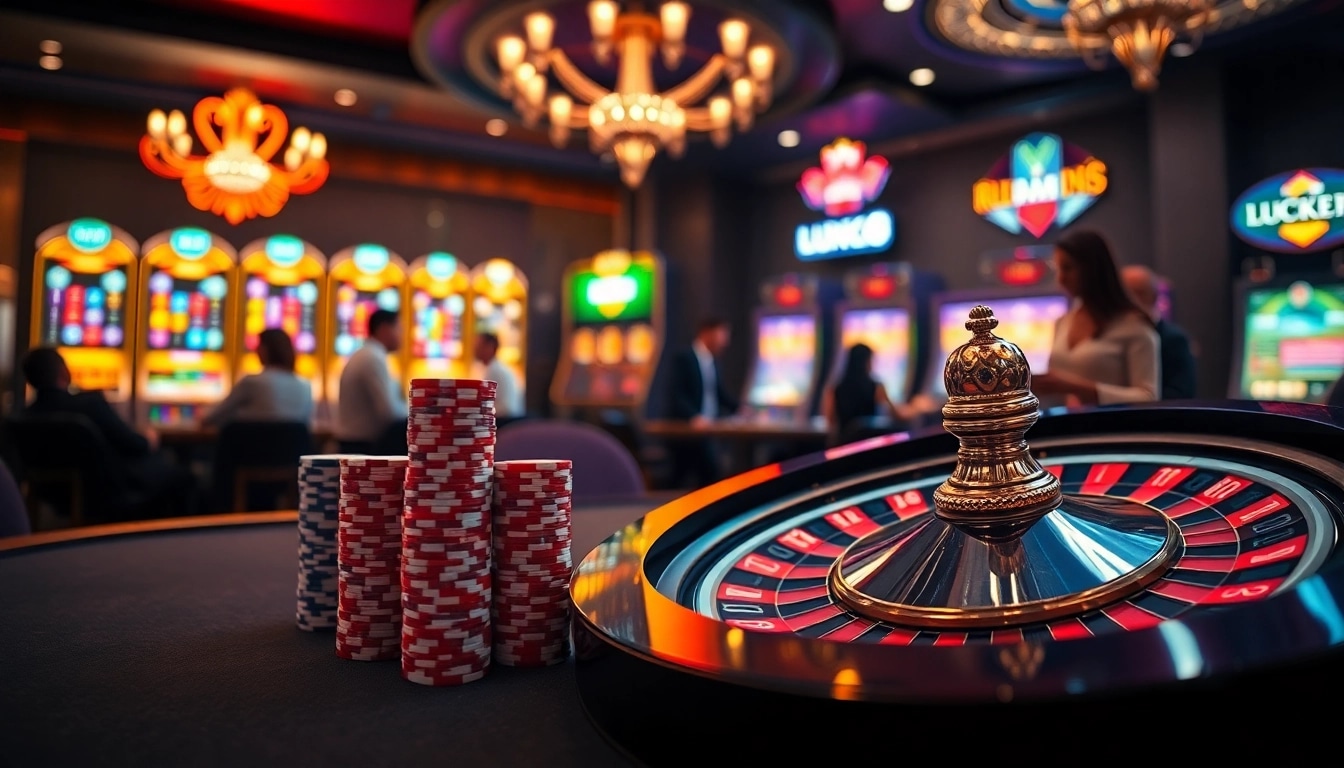 Engaging in thrilling gameplay at LUCK8 đăng nhập with poker chips and roulette wheel in view.