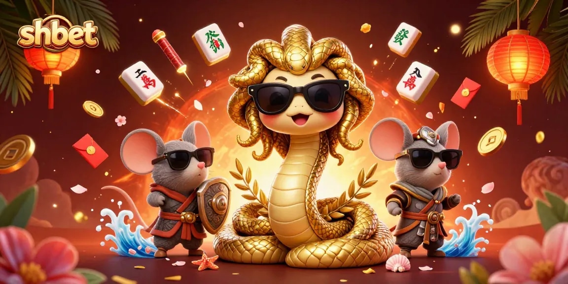 Engage with the shbet casino fantasy featuring Medusa and warrior mouse amidst floating gambling elements.