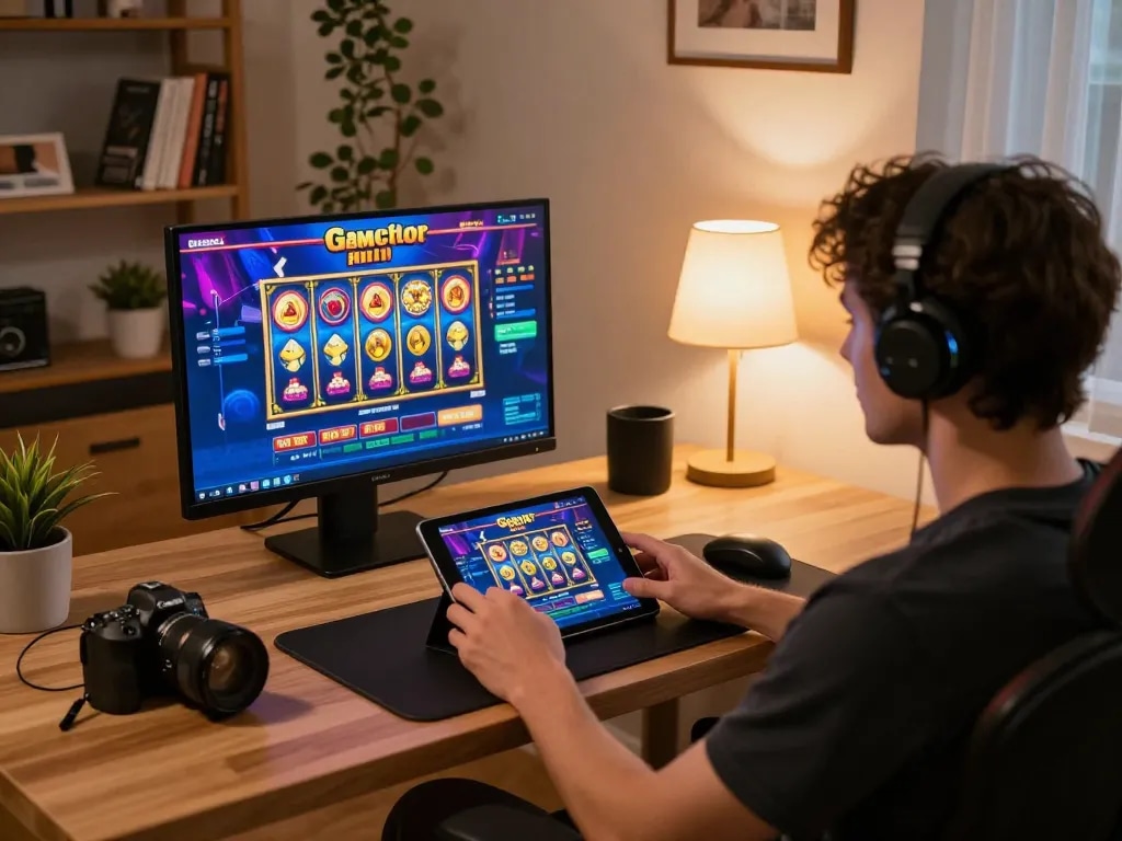 Terlibat dalam permainan slot gacor hari ini di tablet di lingkungan rumah yang nyaman, menunjukkan hiburan yang bertanggung jawab.