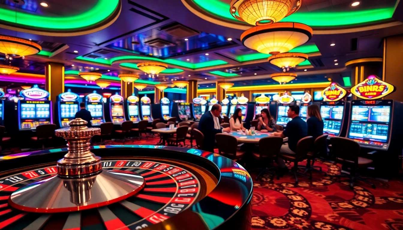 Experience the thrill of tại NK88 with vibrant casino tables and spinning roulette wheels.