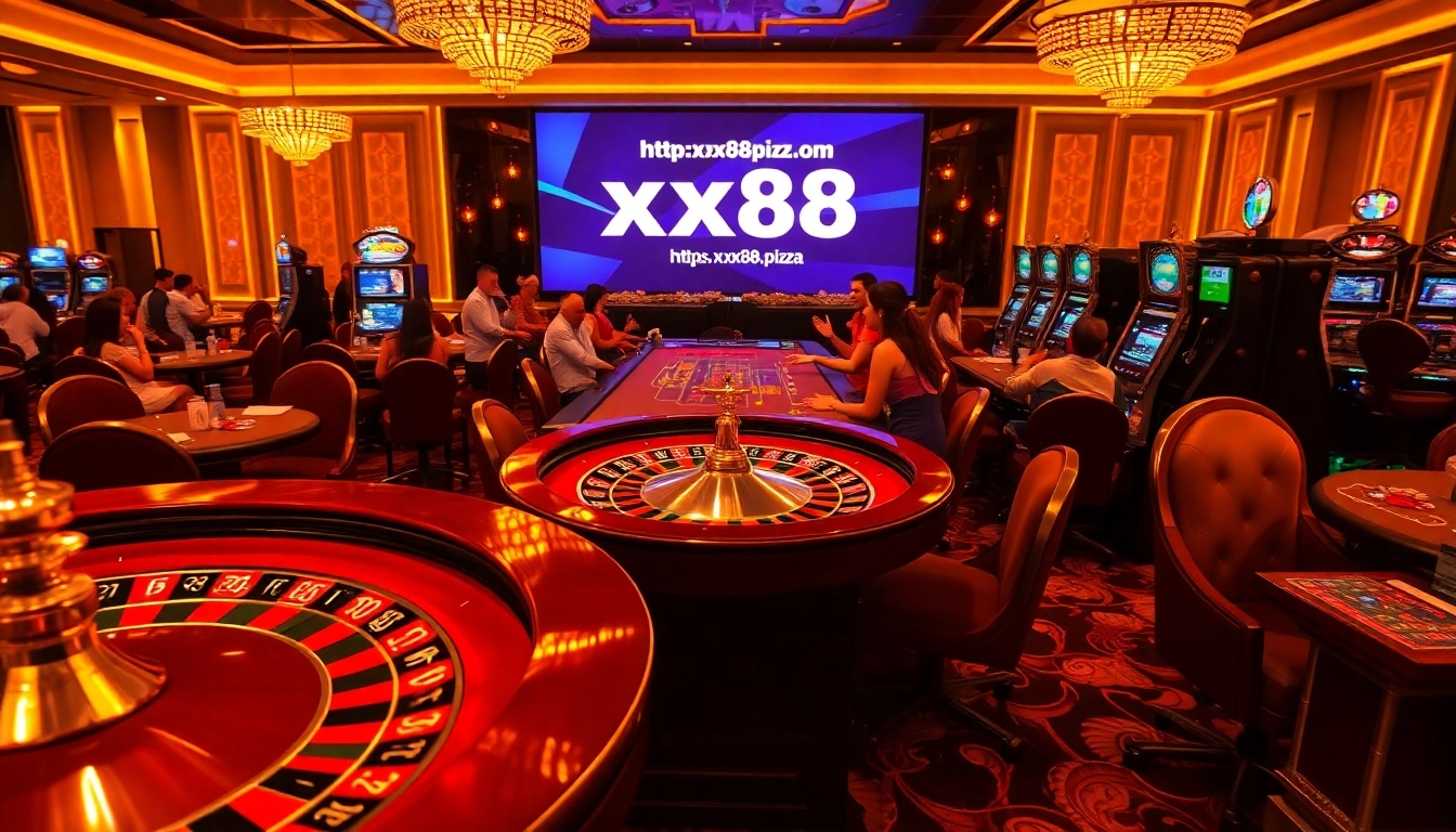 Gamblers enjoy thrilling games at the luxurious casino setting of https://xx88.pizza/, featuring vibrant roulette and poker action.