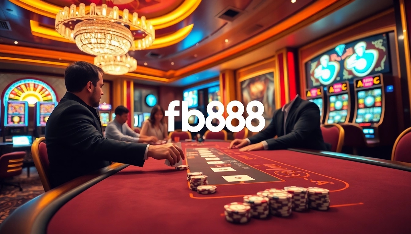 Exciting baccarat gameplay at fb88 casino with professional dealer and vibrant poker chips.