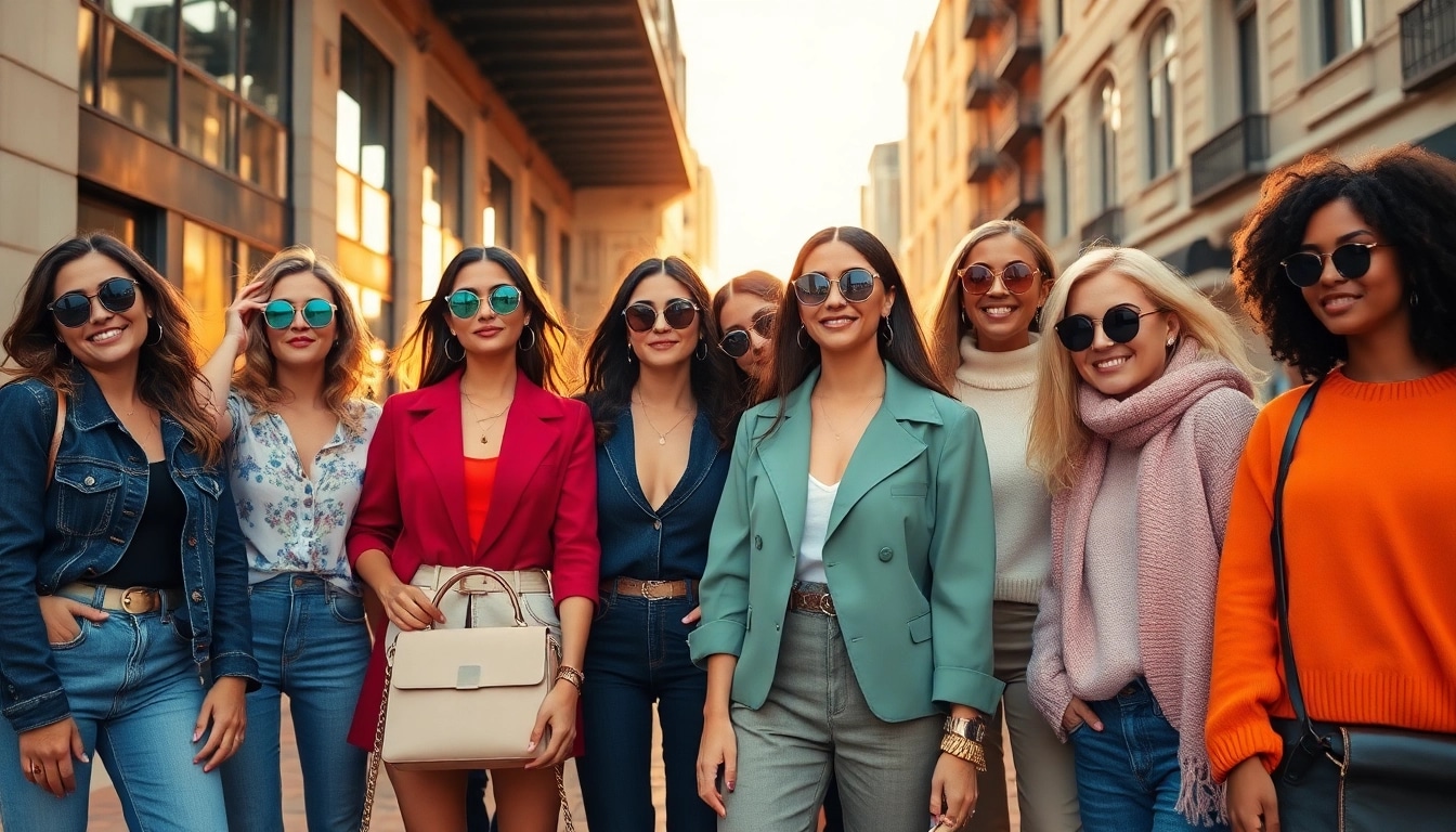 A diverse group of women exhibiting the latest styles in Women Fashion, showcasing individuality and trendiness.