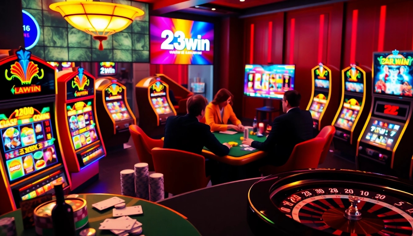 Players enjoying a poker game at the 23win online casino, highlighting the vibrant and engaging atmosphere.