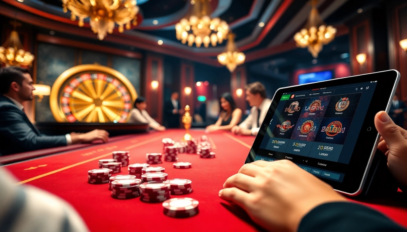 Engaging players at a Luckywin casino table, featuring vibrant chips and roulette action.