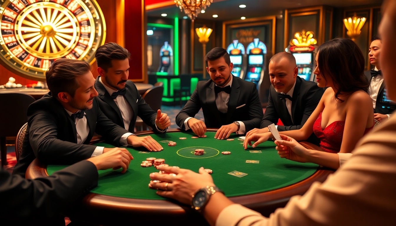 Players strategizing at a poker table, showcasing the excitement of C168.COM casino games.