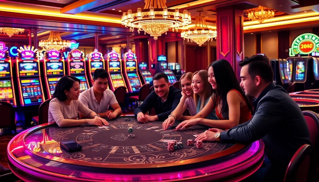 Players enjoying an exciting game at a luxurious casino table featuring RAJABARONG elements.