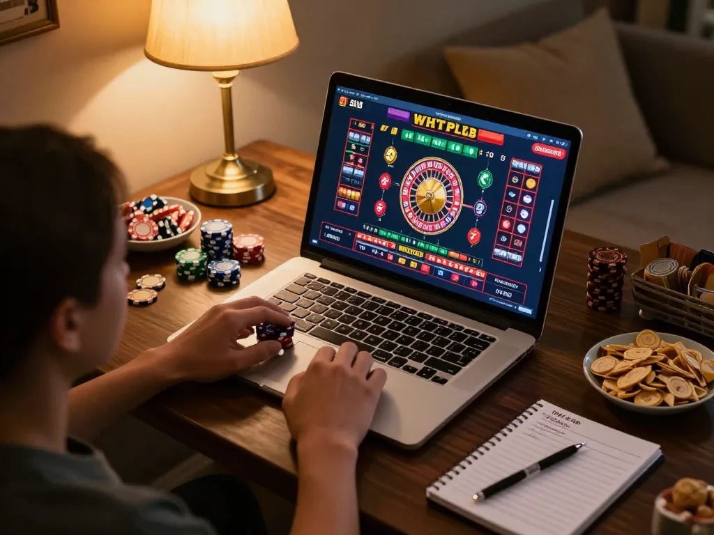Player enjoying hitclub roulette at home with detailed betting options visible