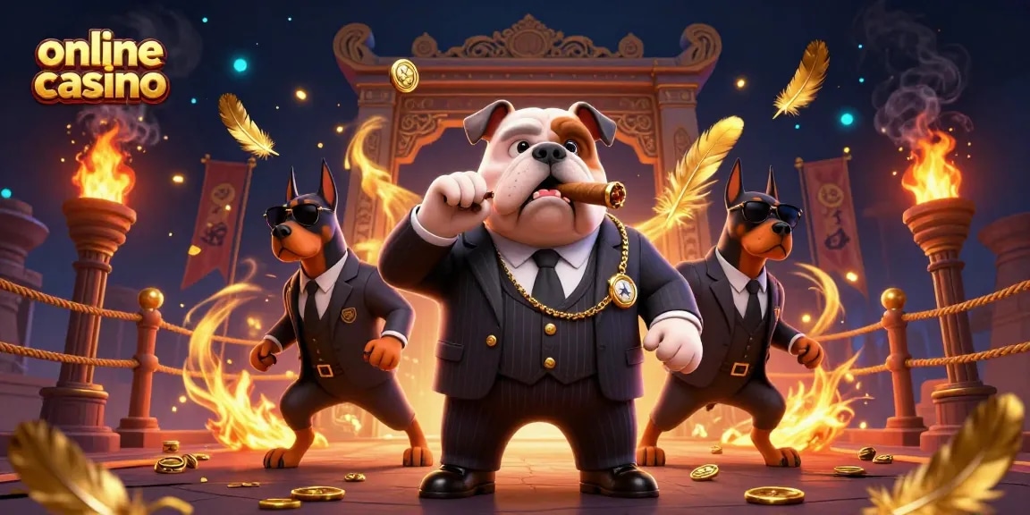 Engage in the exciting online casino scene with a mafia boss bulldog and slick Dobermans.