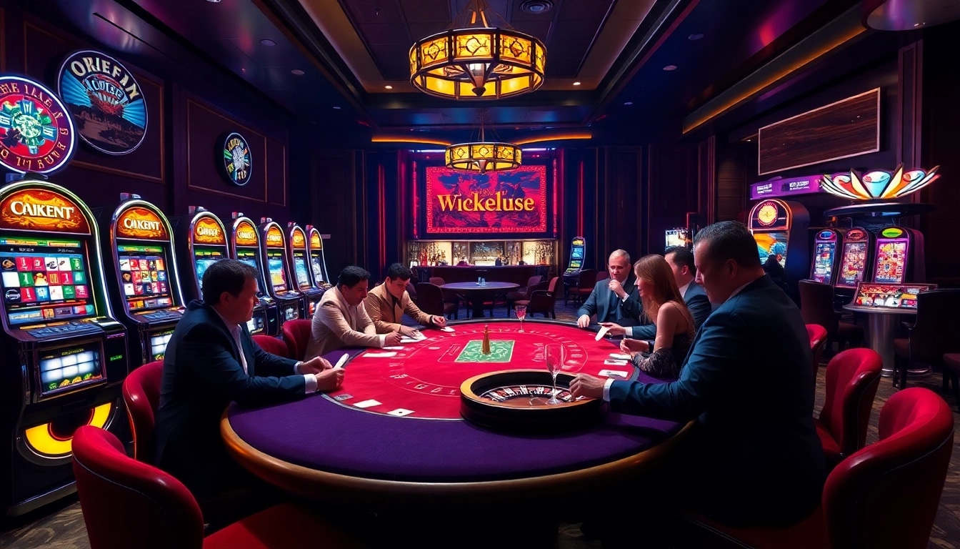 Experience the excitement of gambling at OKFUN with high-stakes poker and vibrant casino elements.