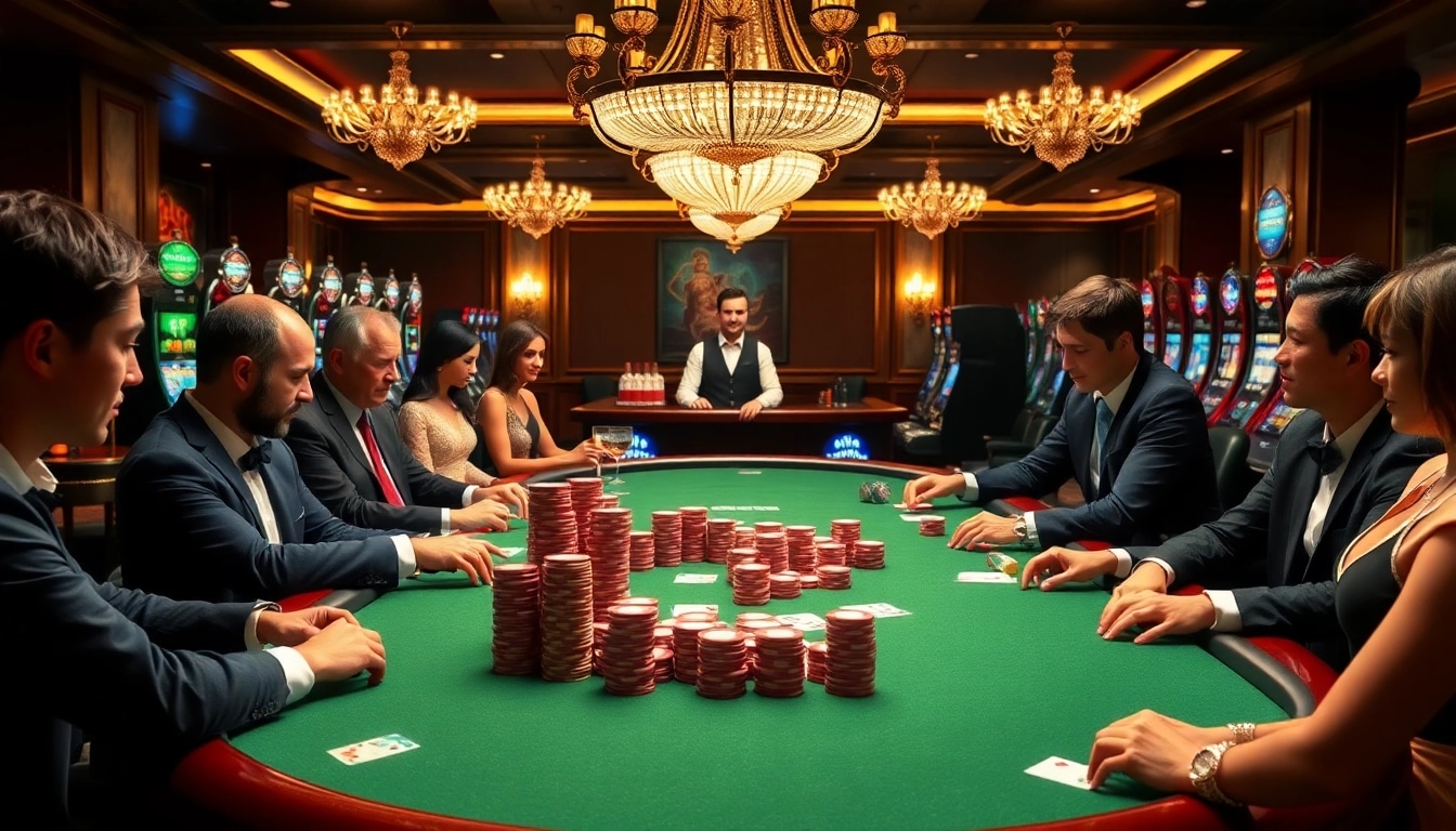 Bets being placed at a lively poker table, showcasing the thrill of gambling at https://bem88.com