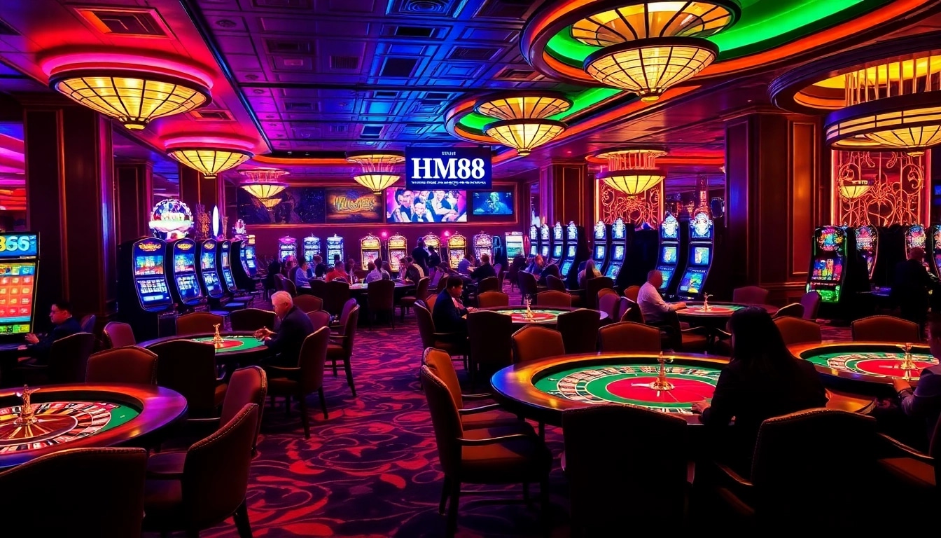 Experience the thrill of HM88 with vibrant gaming scenes and professional table layouts.