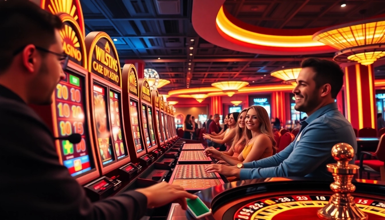 Cazinouri online Germania featuring engaging players at virtual slot machines, enhancing excitement and interaction.