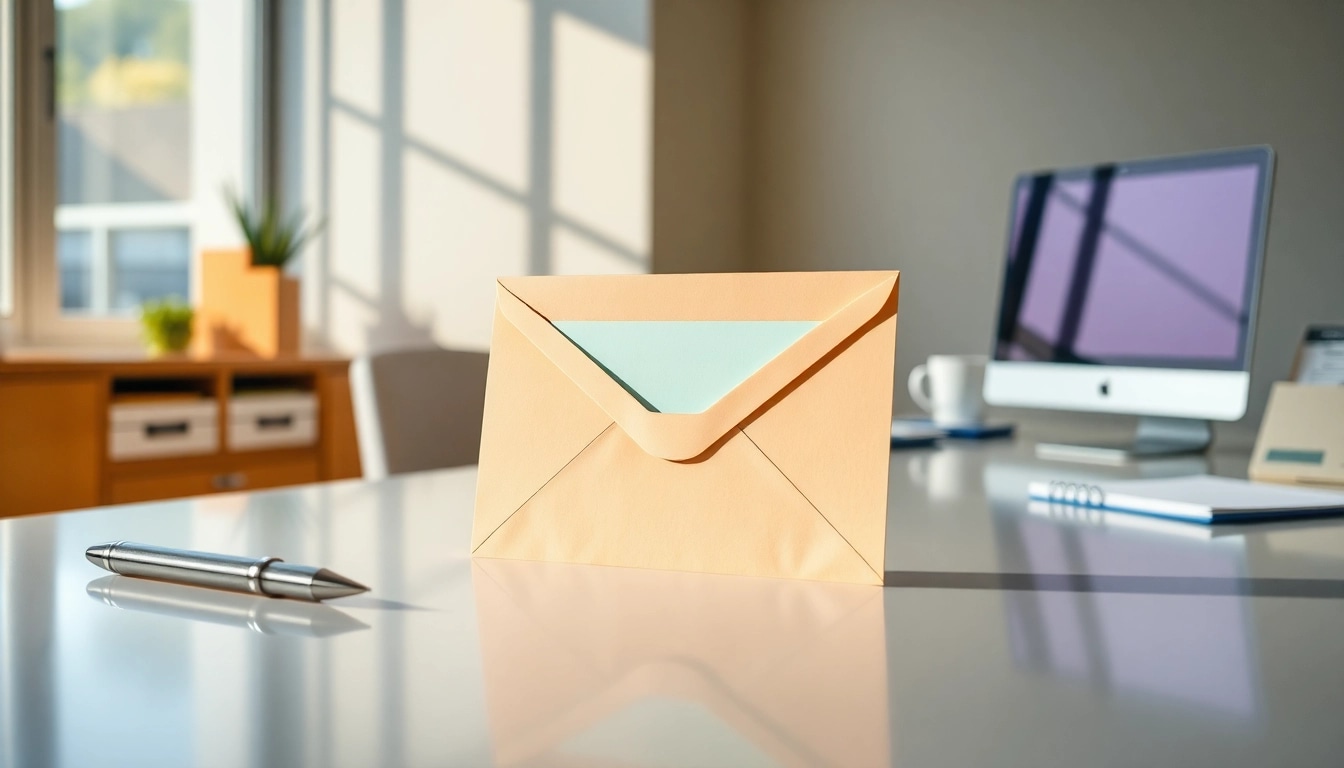 A5 window envelopes displayed on an organized desk, showcasing vibrant design and transparency.