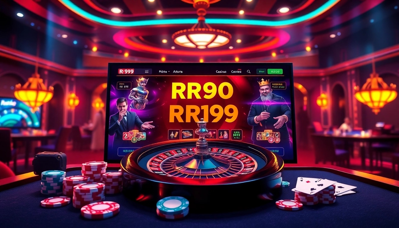 Engaging online gambling scene featuring nhà cái rr99 with poker chips and excitement.