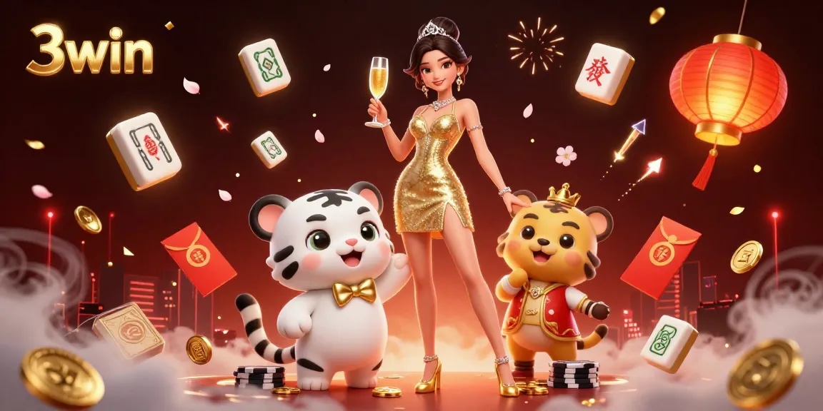 Experience 3win excitement with a glamorous scene of luck and wealth in a vibrant casino.