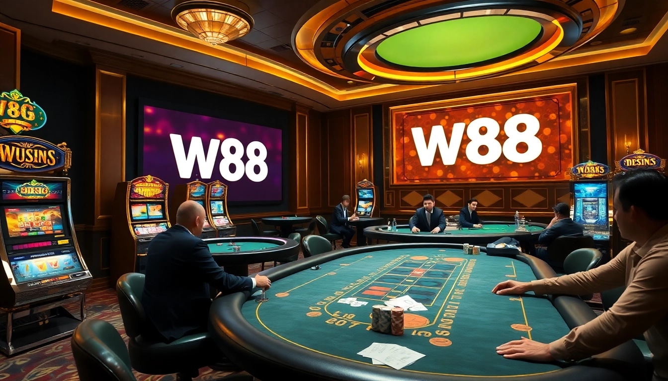 Trải nghiệm lối chơi đầy kịch tính tại W88 với bàn casino sống động và các ván poker đầy hứng khởi.