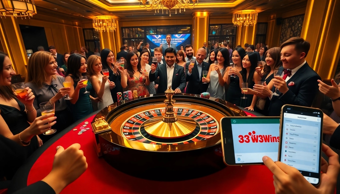 Players enjoying the luxury of gambling at a roulette table, inspired by https://33wins.it.com.