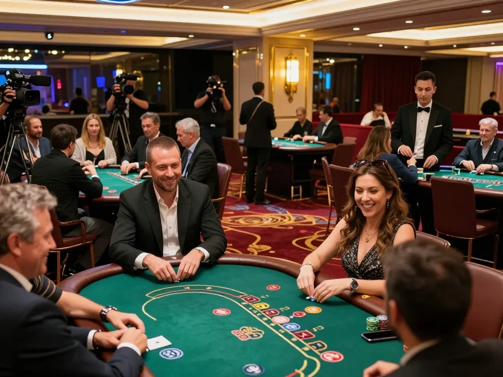 Engaged players enjoying various gambling games at 678vip's luxurious casino floor with vibrant atmosphere.