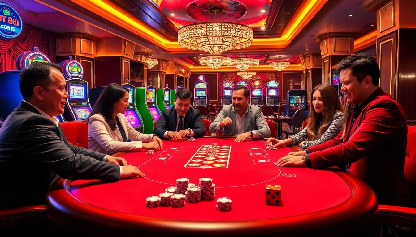 Players enjoying a thrilling poker game at QQ 88 casino table with colorful chips.