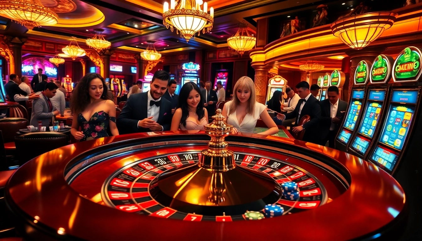 Experience the thrill of online gambling at https://f168info.com/ with luxurious casino visuals highlighting poker chips and a roulette wheel.