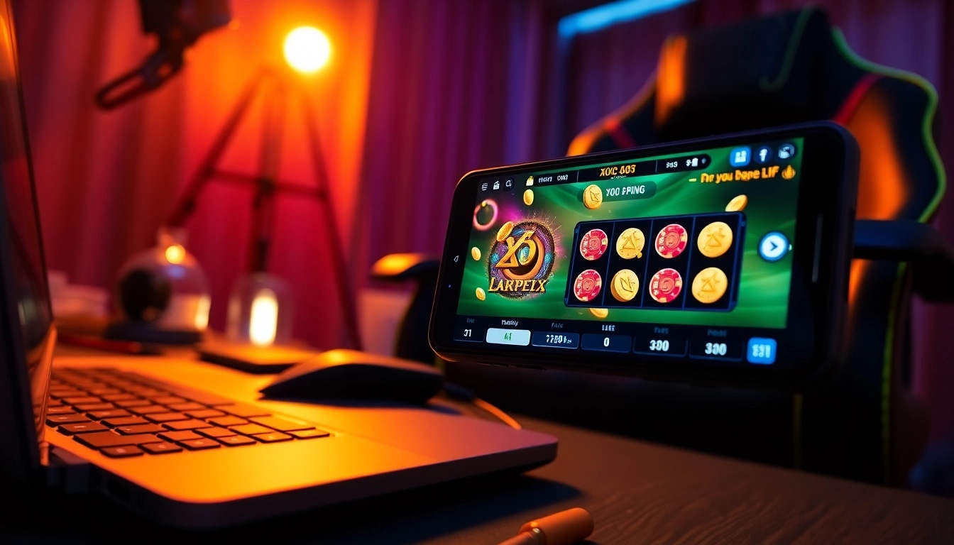 Engaging xóc đĩa online gaming setup highlighting vibrant graphics and betting options.