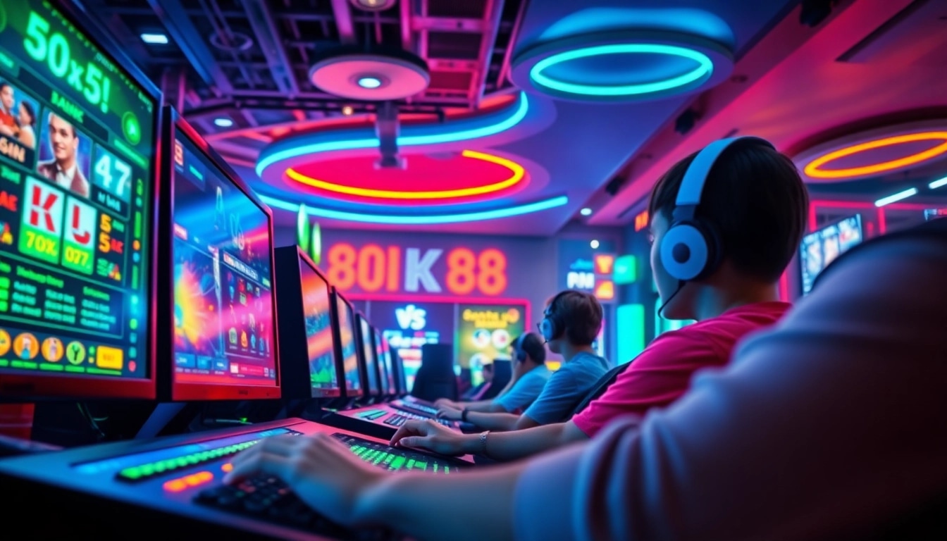 Engaging online gaming scene featuring nk88 platform with vibrant digital elements and modern interface.