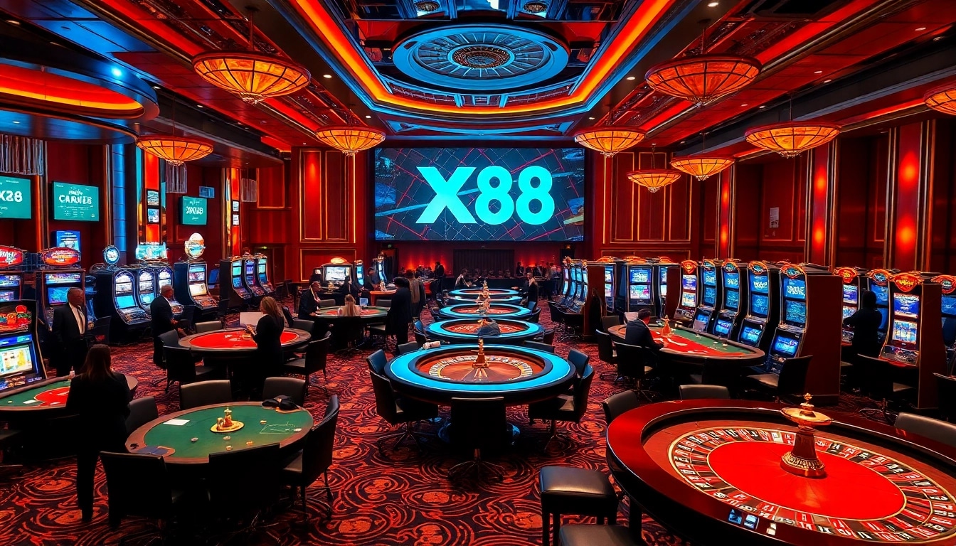 Gamblers enjoy the luxurious XX88 casino experience with vibrant tables and exciting games.