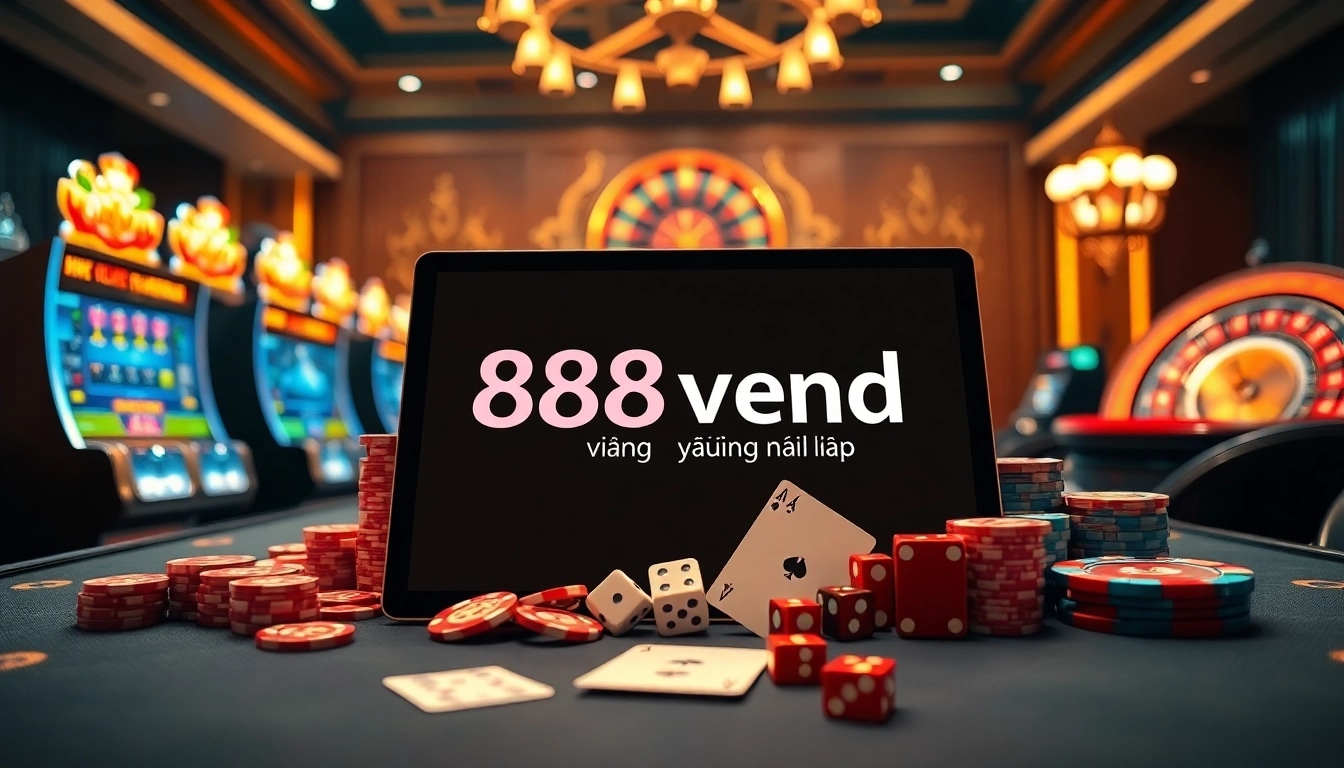 Engage with 888vnd đăng nhập showcasing vibrant casino elements and luxury.