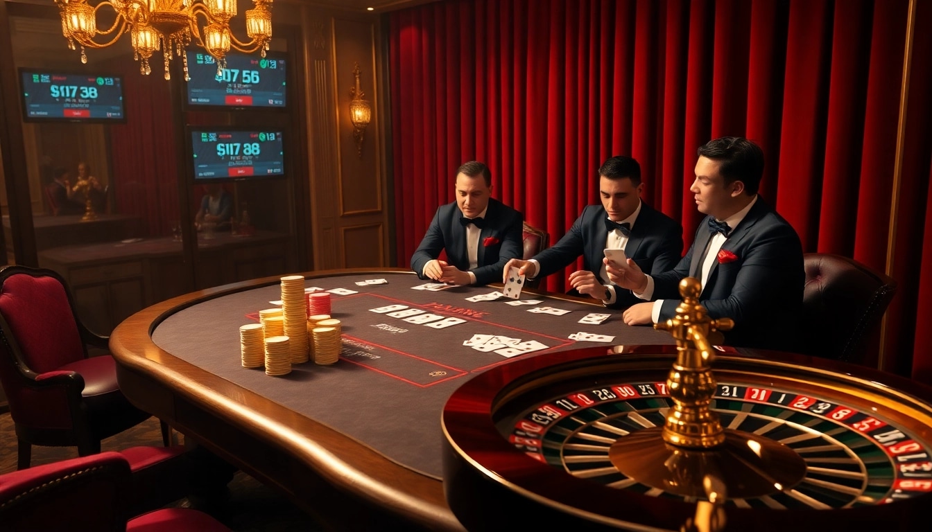 Intense poker game at Hi88's luxurious casino table with high stakes.