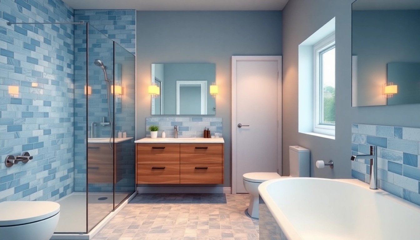 Beautifully designed bathroom fitters showcase modern fixtures and stylish tiles.