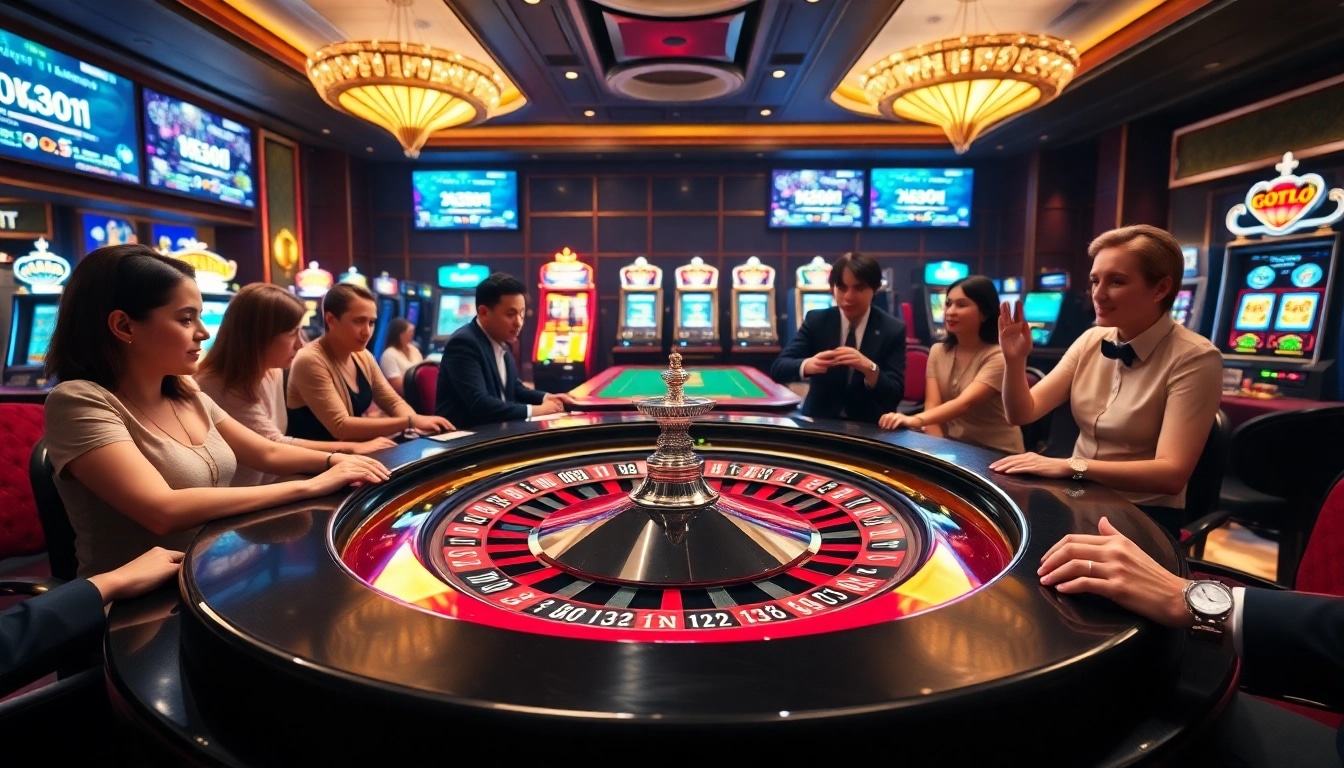 Engaged players at a roulette table embodying the excitement of kkwin.com casino experiences.