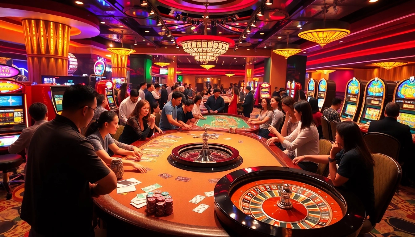 Players enjoy an exhilarating experience at a casino with colorful chips and cards at https://rr888.video/ showcasing the thrill of gambling.
