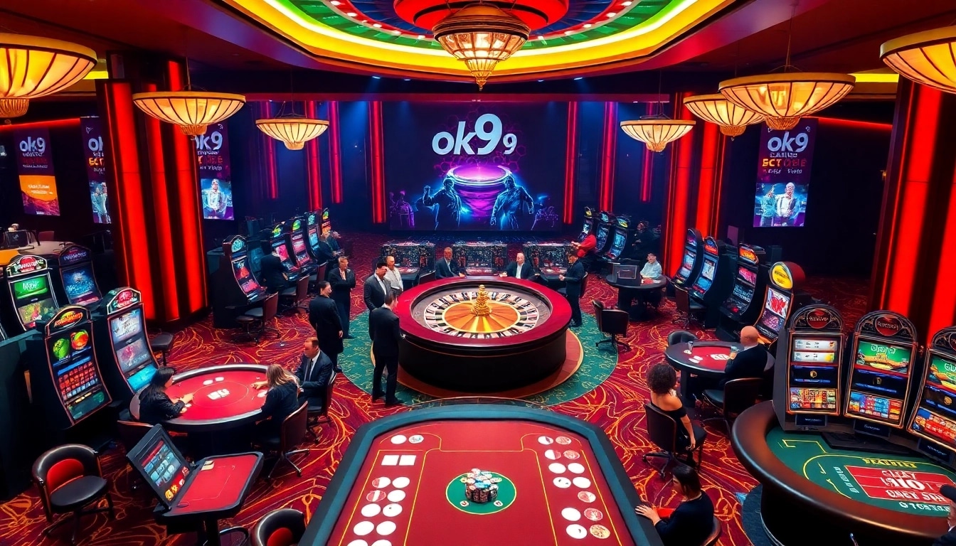 Engaged gamblers enjoying a dynamic casino gaming experience at ok9.