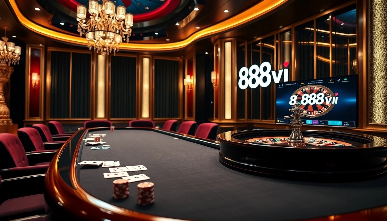 Experience the thrill of 888vi with vibrant casino elements and a luxurious gaming atmosphere.