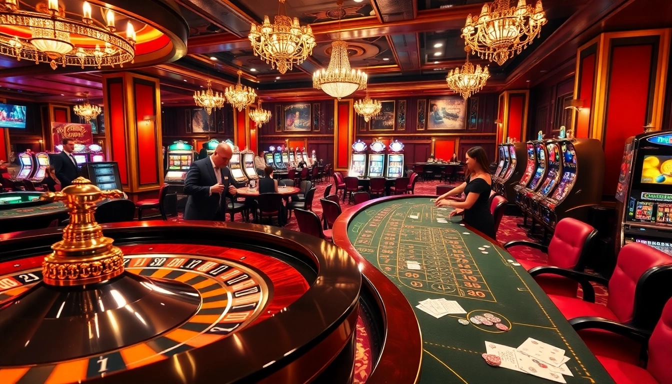 Experience the thrill of high-stakes gaming at hm88 casino with roulette, poker chips, and vibrant slot machines.