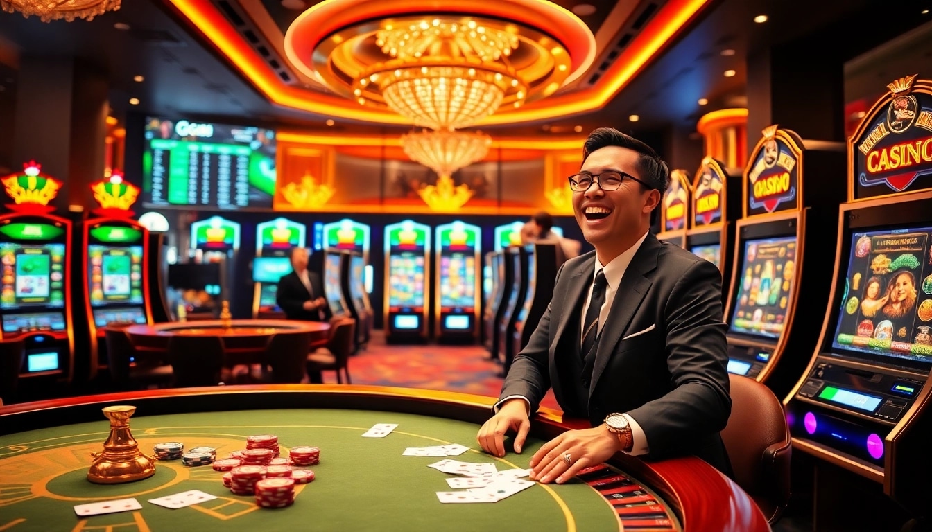 Players enjoying a thrilling gaming experience at GG88 casino with vibrant visuals.