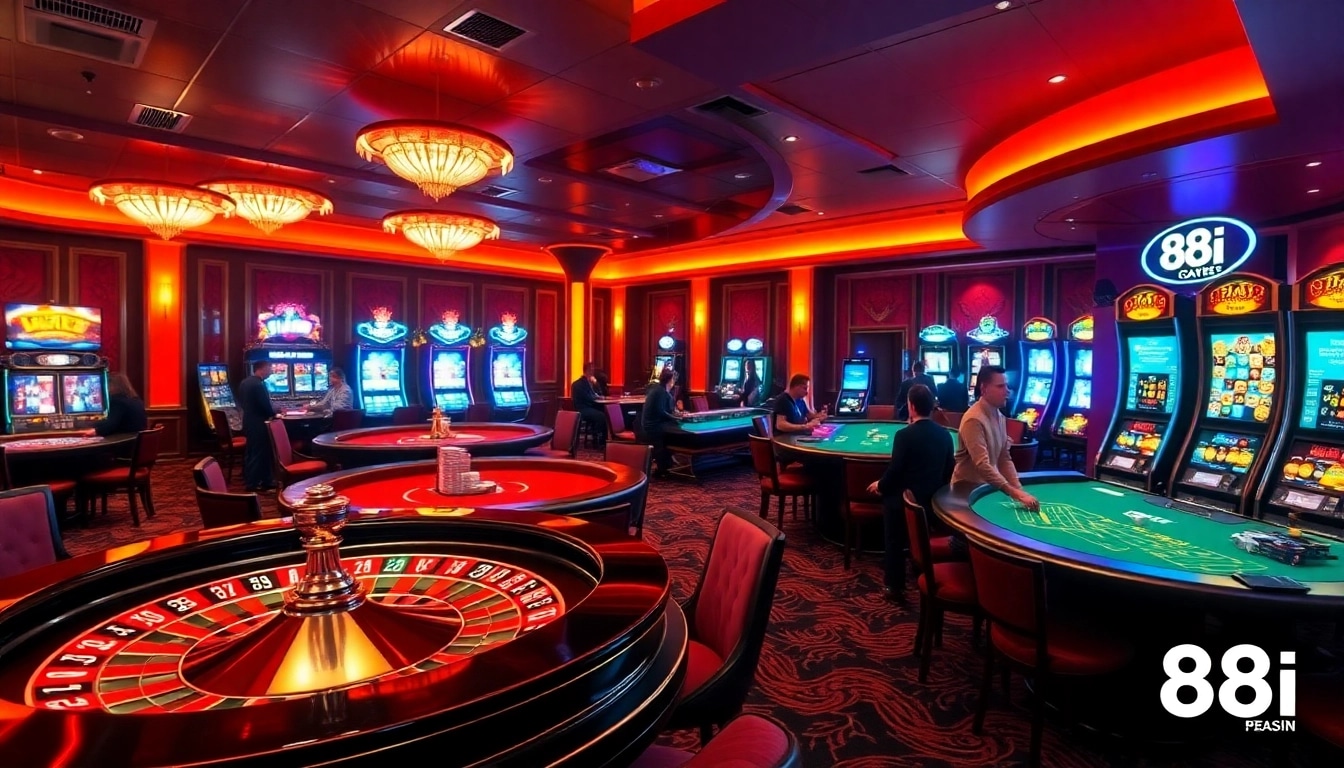 Experience the excitement of 88i in a vibrant casino scene with players at the roulette table.