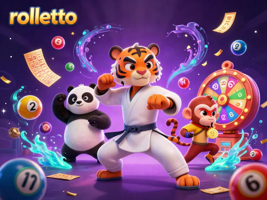 Engage with rolletto's vibrant world of lottery and gaming excitement in this dynamic scene.