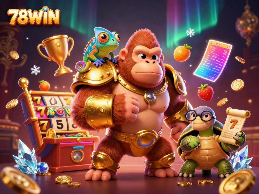 Experience the excitement of 78WIN with vibrant slot reels and a dynamic casino scene