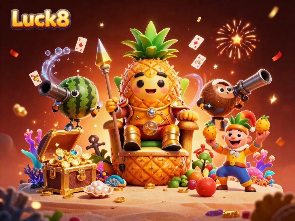 Experience the vibrant gaming scene at Luck8 with a pineapple king reigning in wealth and excitement.